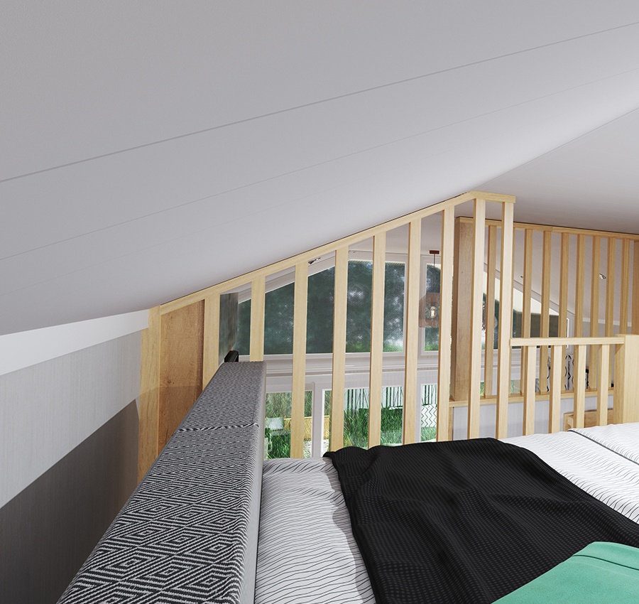 S-Pod 6 Mezzanine twin beds made up