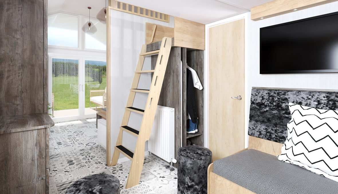 S-Pod 6 access to mezzanine twin bedroom