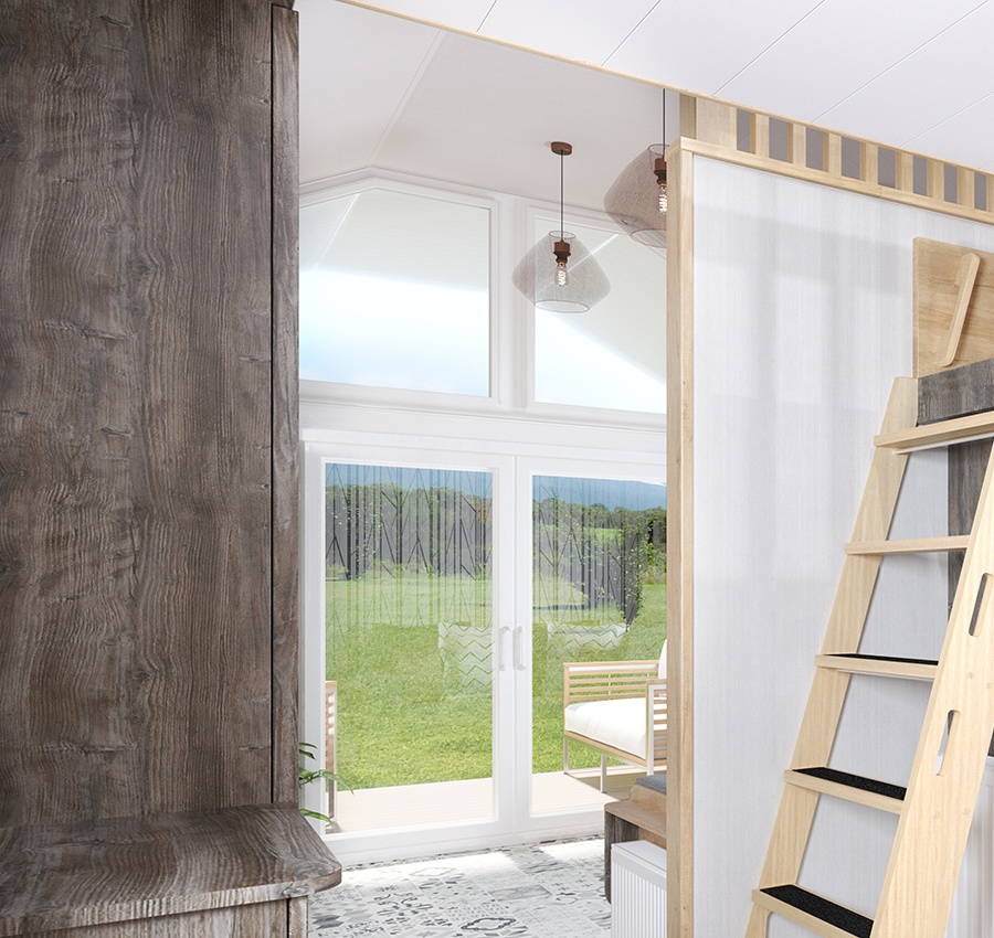 S-Pod 6 access to mezzanine twin bedroom